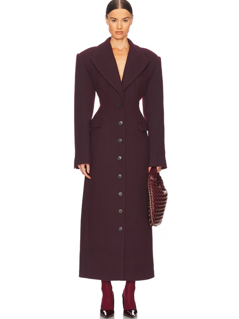 Helsa Italian Wool Blend Topcoat in Burgundy - Picture 2 of 9